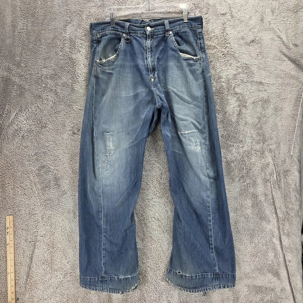 Vintage Levis Engineered Jeans Mens 34x32 Blue Twisted Buckle Back Flap Pockets
